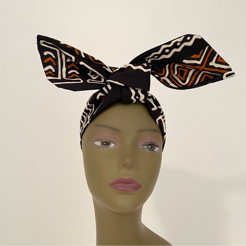 Handmade Tribal Print Brown Multicolor Wired Headband